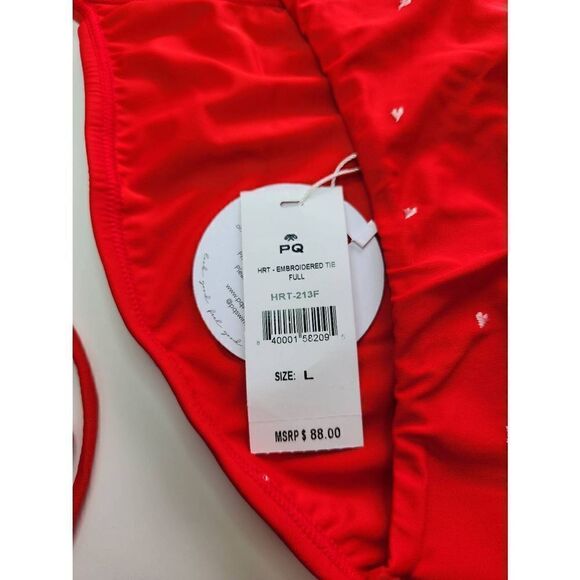 PQ Swim Heart Embroidered Tie Bikini Bottom - Picture 3 of 5